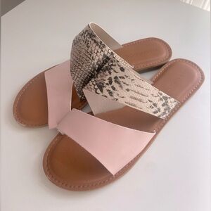 Rampage Mya Sandal Slides Snakeskin Pink 9.5